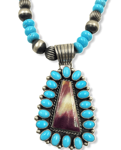 Image of SOLD Navajo Sleeping Beauty Turquoise/Purple Spiny Oyster Necklac.e