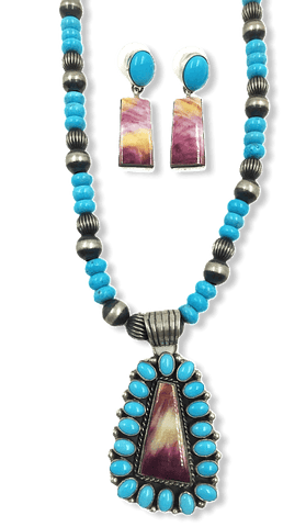 Image of SOLD Navajo Sleeping Beauty Turquoise/Purple Spiny Oyster Necklac.e