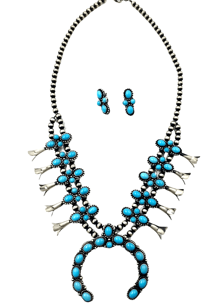 Austin ” Navajo Squash Blossom Necklace Set ( Turquoise / Copper ) FINAL  SALE – Ale Accessories