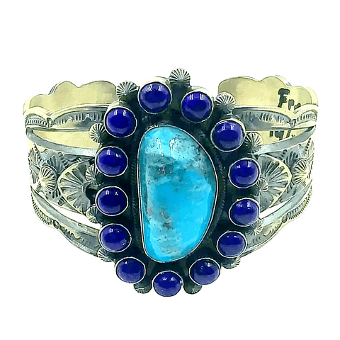 Image of Sold Navajo Turquoise and Lapis B.racelet -Freddie Maloney