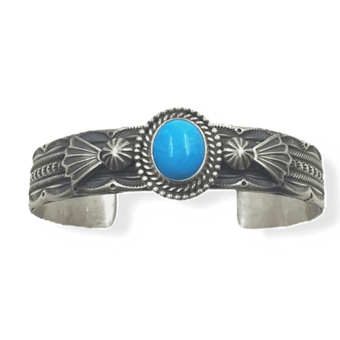 Image of SOLD Navajo Turquoise Stamped C.uff B.racelet