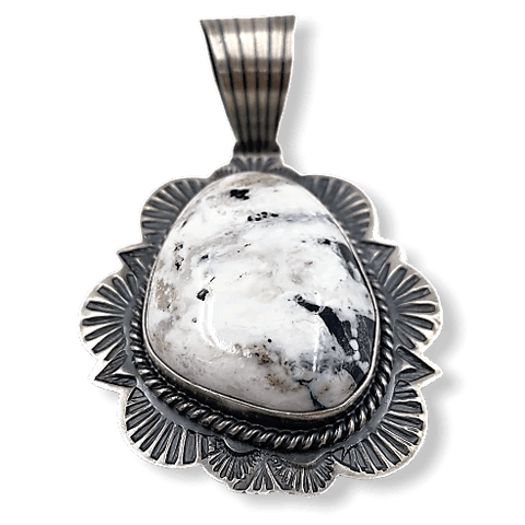 Image of sold Navajo White Buffalo Hand-Stamped Sterling Silver P.endant- Old Style - Native American