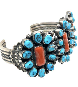 SOLD Navajo Sleeping Beauty Turquoise and Coral Br