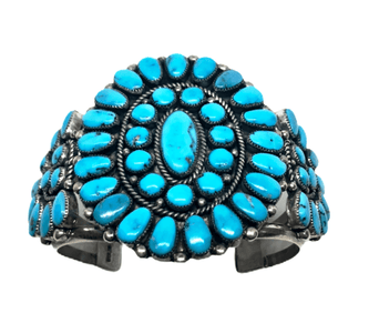 Sold Robert Leekya Pawn Zuni Sleeping Beauty Cluster Bracelet - Native American