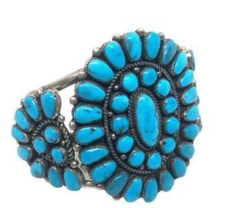 Sold Robert Leekya Pawn Zuni Sleeping Beauty Cluster Bracelet - Native American