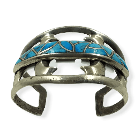 Image of sold Navajo Sandcast Inlay Turquoise  - Native American