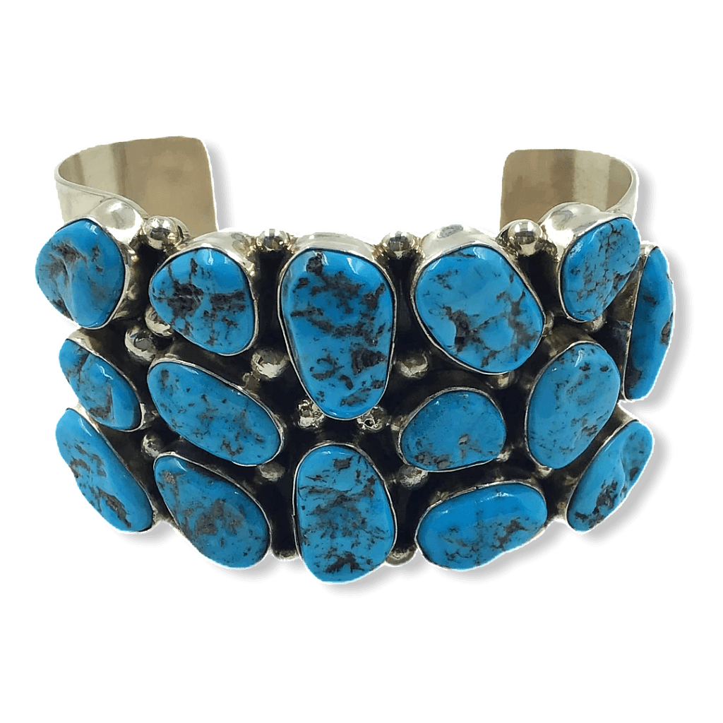 Sterling Silver Cuff Bracelet for Women Multi Stone Wide 