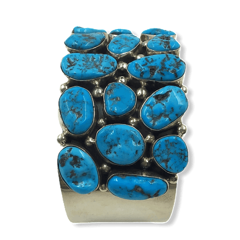 Image of Sold Navajo Large Sleeping Beauty Turquoise Multi-Stone Cluster  Br.acelet - Native American