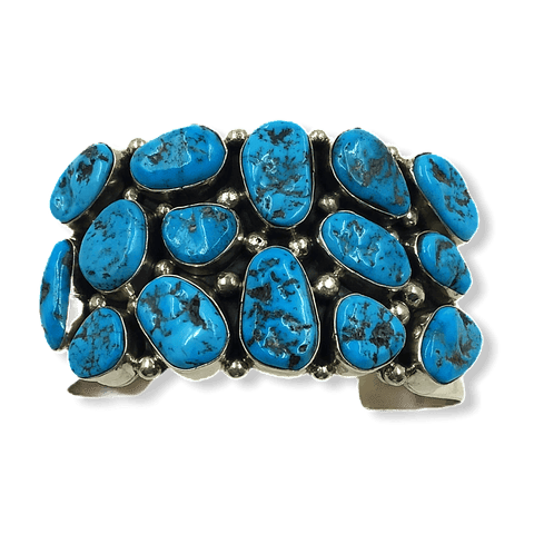 Image of Sold Navajo Large Sleeping Beauty Turquoise Multi-Stone Cluster  Br.acelet - Native American