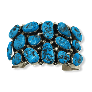 Sold Navajo Large Sleeping Beauty Turquoise Multi-Stone Cluster  Br.acelet - Native American
