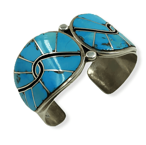 Image of Sold Navajo Inlay Turquoise B.racelet - Native American