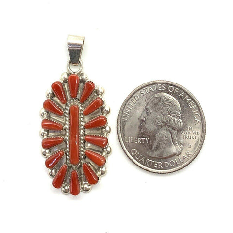 Image of SOLD Coral PetitPoint Pend. Zuni