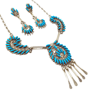 Zuni Sleeping Beauty Needlepoint Turquoise Necklace -Eva. L