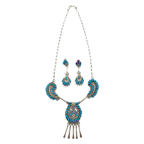Image of Zuni Sleeping Beauty Needlepoint Turquoise Necklace -Eva. L