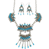 Zuni Sleeping Beauty Turquoise Needlepoint Dangle Necklace Set