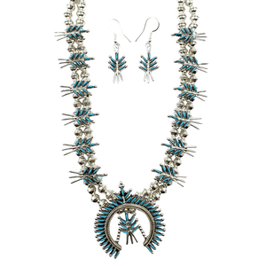Zuni Sleeping Beauty Turquoise Needlepoint Necklace Set