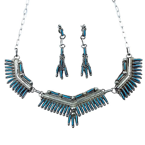 Image of Zuni Sleeping Beauty Turquoise Needlepoint Necklace Set - J. S. Bellson