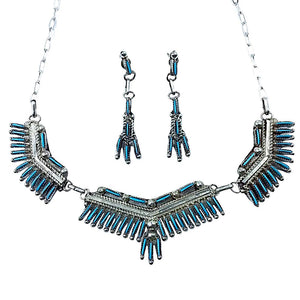 Zuni Sleeping Beauty Turquoise Needlepoint Necklace Set - J. S. Bellson