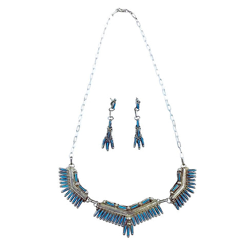Image of Zuni Sleeping Beauty Turquoise Needlepoint Necklace Set - J. S. Bellson