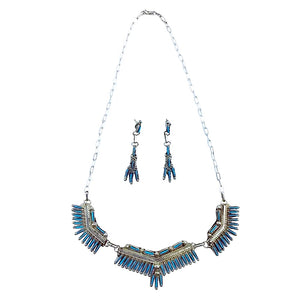 Zuni Sleeping Beauty Turquoise Needlepoint Necklace Set - J. S. Bellson